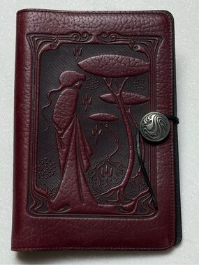 NEW Oberon maroon embossed leather journal/notebook cover